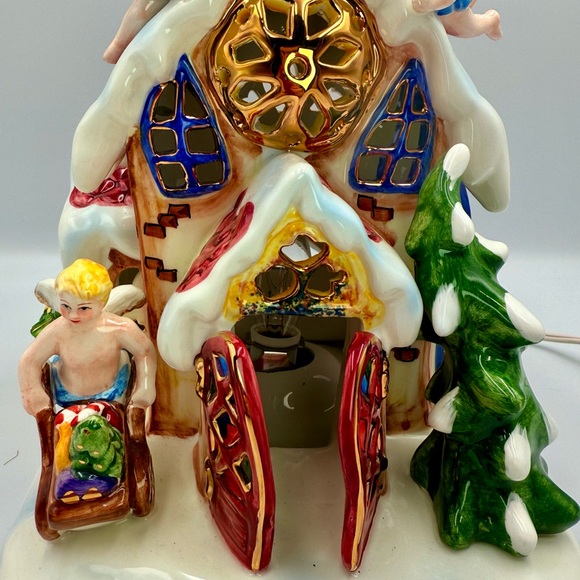 Grandeur Noel Vintage Lighted Ceramic Christmas Holiday Angels House 12” x7” x7” - Picture 6 of 10